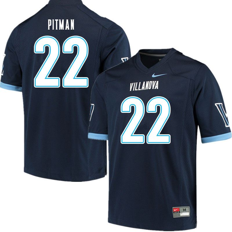 Men #22 Jonnie Pitman Villanova Wildcats College Football Jerseys Sale-Navy